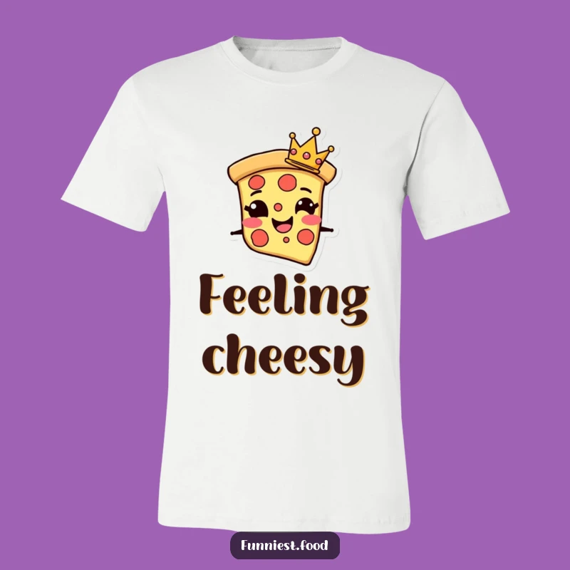 Funny Pizza Crown T-Shirt: Grinning Slice Tee - Cheesy & Comfy!