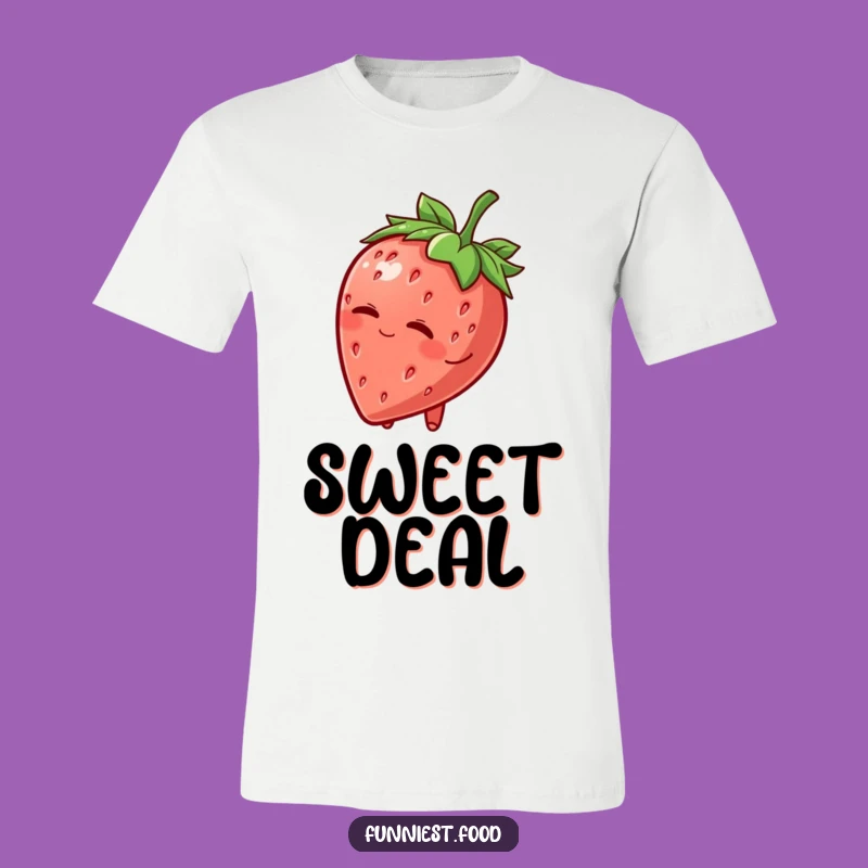 Funny Strawberry Hat Wink T-Shirt: Charming Fruit Character, Hilarious Apparel