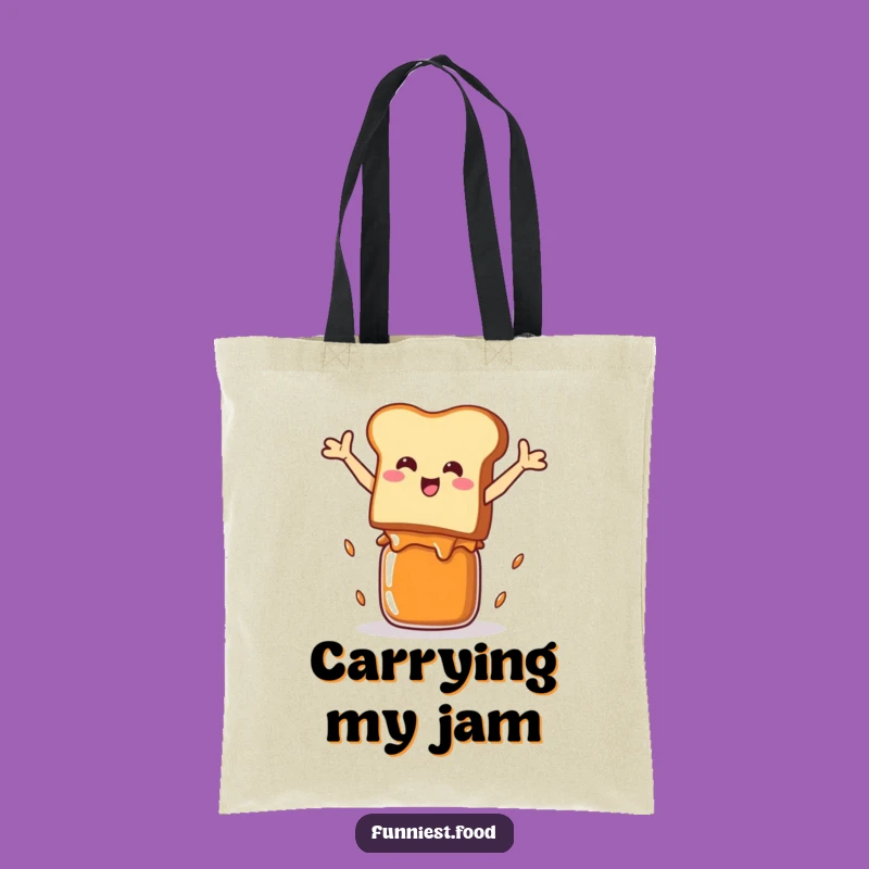 Funny Toast Leap Tote Bag: Carry Your Laughs with this Jam Jar Jumping Toast