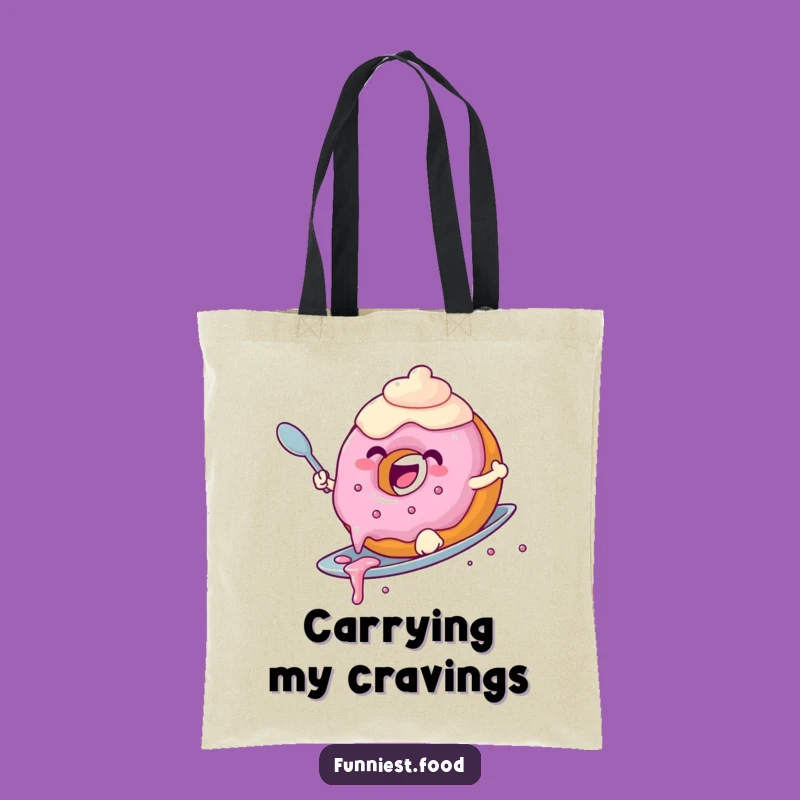 Funny Donut Surfing Tote Bag: Spacious & Hilarious Donut Riding a Spoon, Ideal Gift!