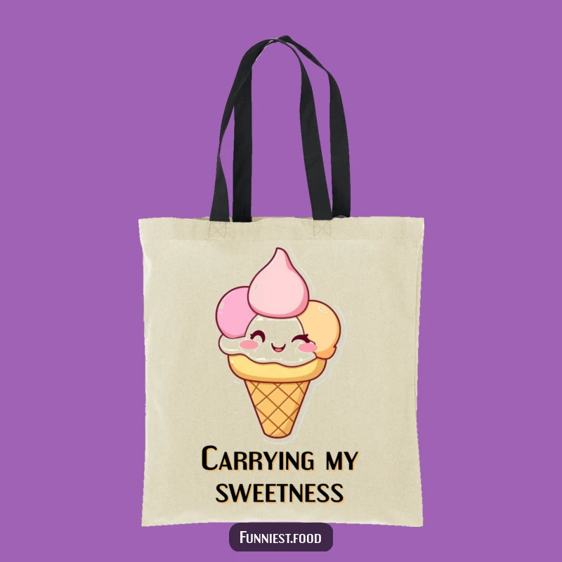 Funny Ice Cream Tote Bag: Carry Sweetness with Winking Cones, Great Funny Gift