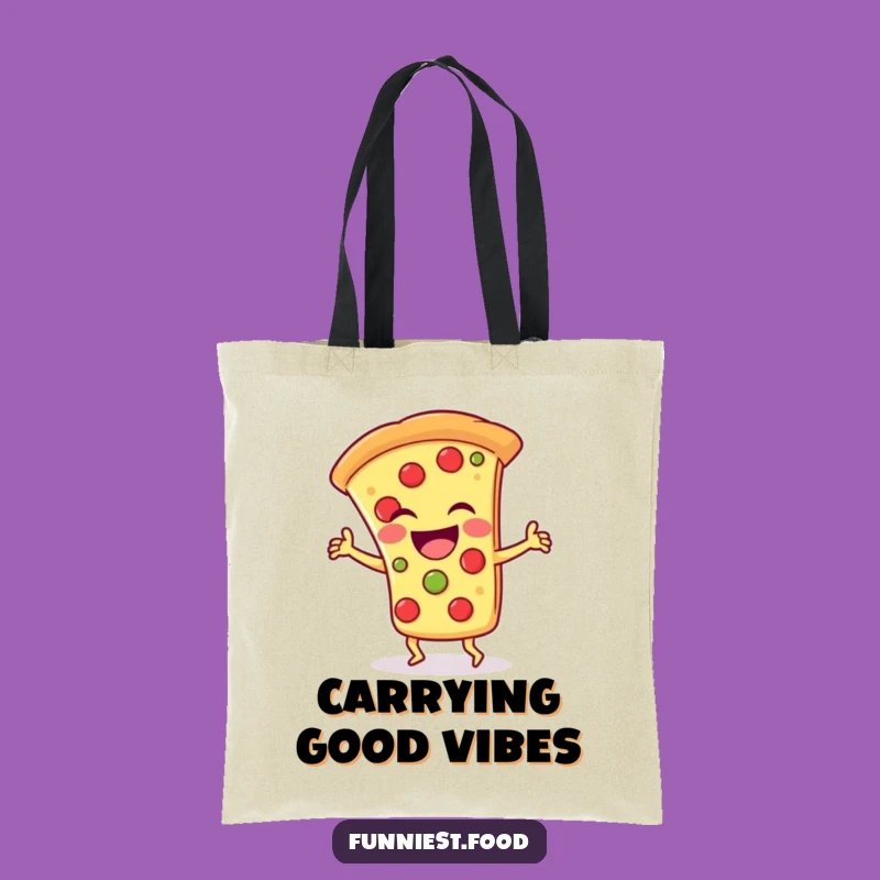 Funny Pizza Dance Tote Bag: Laughing Slice Grooves, Versatile Gift!
