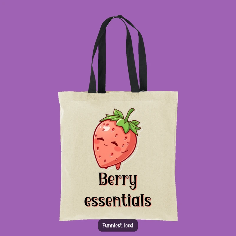 Funny Strawberry Hat Wink Tote Bag: Practical Fruit Character, Humorous Carryall
