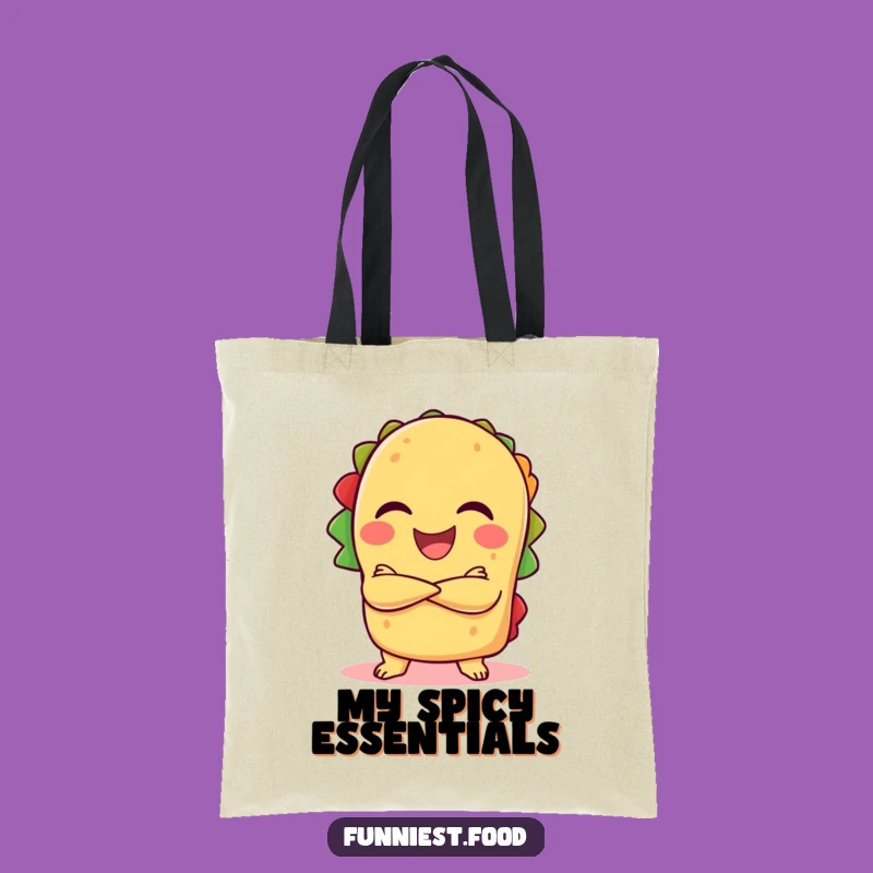 Funny Taco Laugh Tote Bag - Confident Taco with Crossed Arms, Handy Funny Gift