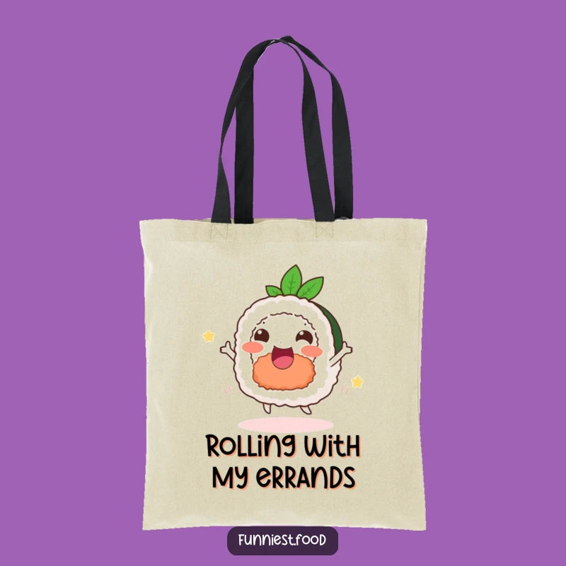 Funny Happy Sushi Dance Tote Bag: Carry Your Joyful Rolls Everywhere